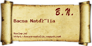 Bacsa Natália névjegykártya